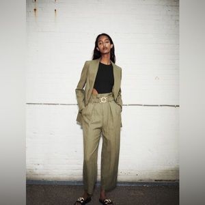 NWTS HIGH WAIST ZARA TROUSER W/ BELT SIZE M COLOR OLIVE